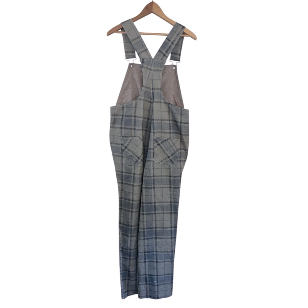 NWT WeWoreWhat basic overalls small plaid tan fal… - image 4